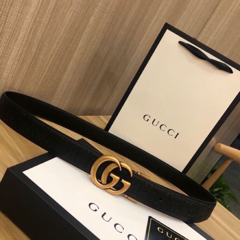 thắt lưng da thời trang cao cấp khoá chữ G đôi hai mặt gucci Gc GG