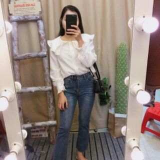 Áo sơ mi cổ bèo tiểu thư
