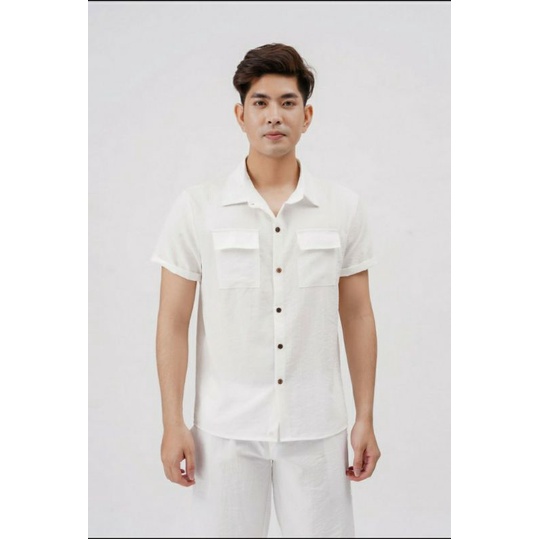 Áo Đũi Nam Cổ Bẻ Sơ Mi Đũi Áo Ngắn Tay Nam có cổ túi hộp Hana AD18 | BigBuy360 - bigbuy360.vn