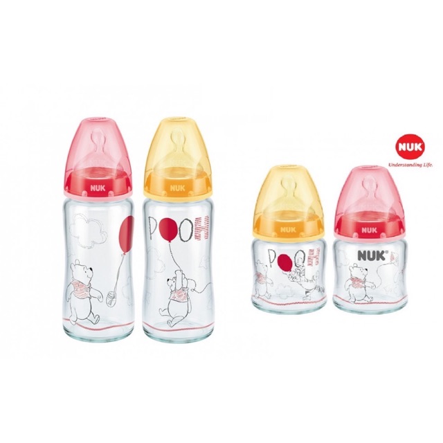 Bình sữa Nuk Premium Choice+ Disney thủy tinh núm ti S1-M (120, 240ml)