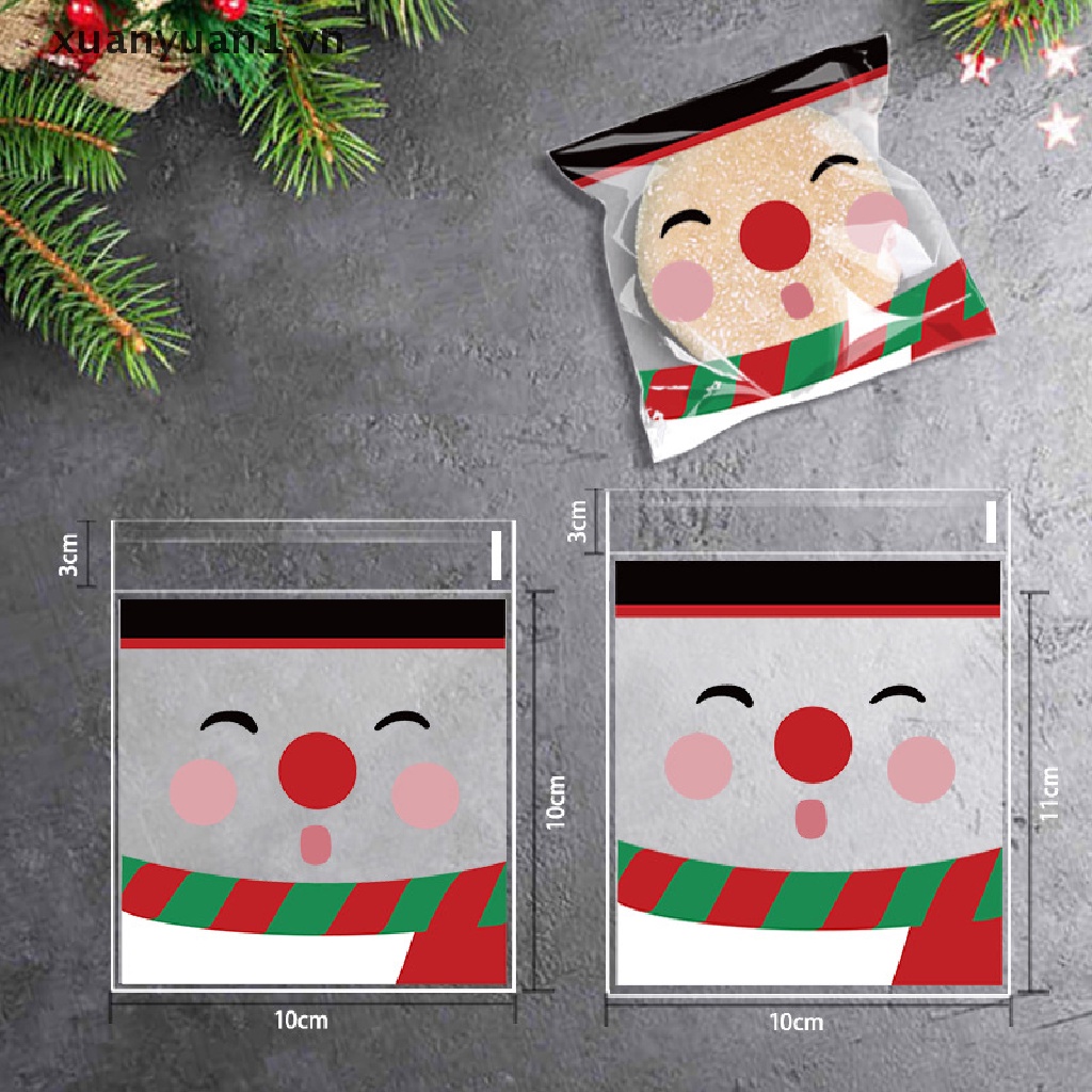 Set 100 Túi Nhựa Đựng Bánh Kẹo Giáng Sinh