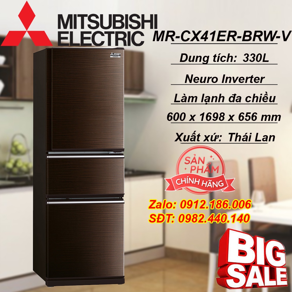 Tủ lạnh Mitsubishi Electric Inverter 330 lít MR-CX41ER-BRW-V