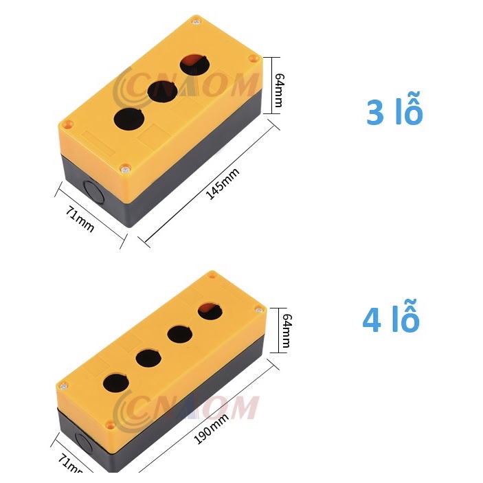 Hộp Nút Nhấn 3 Lỗ, 4 Lỗ Phi 22  và Phi 25