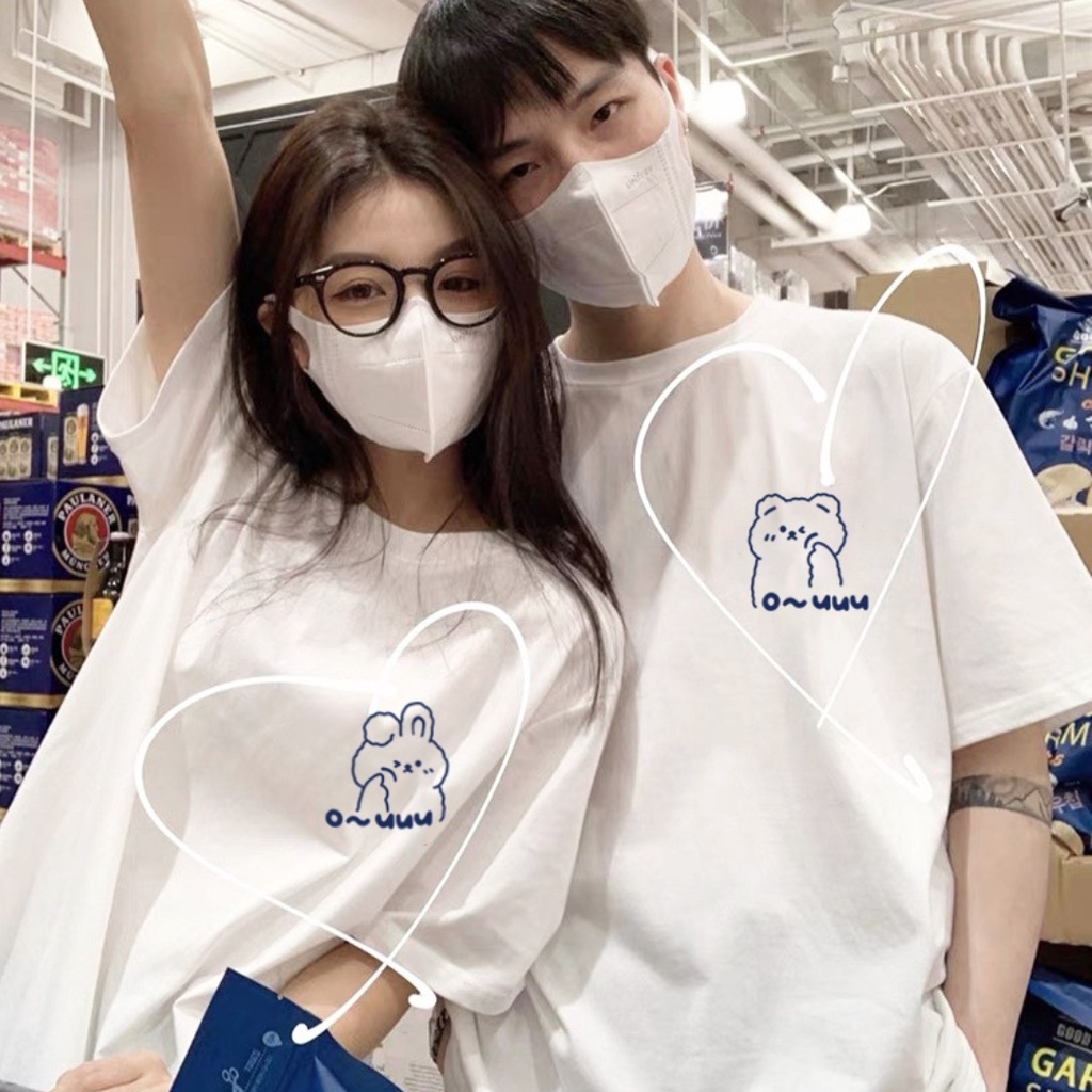 Áo phông đôi nam nữ MeanStore Áo thun cặp với người yêu hình in đẹp cute cotton mùa hè thoáng mát oversize form rộng
