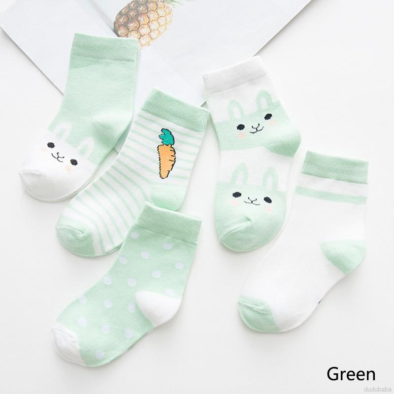 Set 5 Đôi Tất Cotton Giữ Ấm Cho Bé Từ 0-9 Tuổi