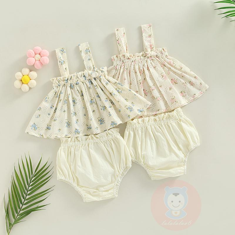 Set Đồ Mùa Hè Gồm Áo Sát Nách Dáng Rộng In Họa Tiết Hoa + Quần Ngắn Co Giãn Cho Bé Gái Sơ Sinh