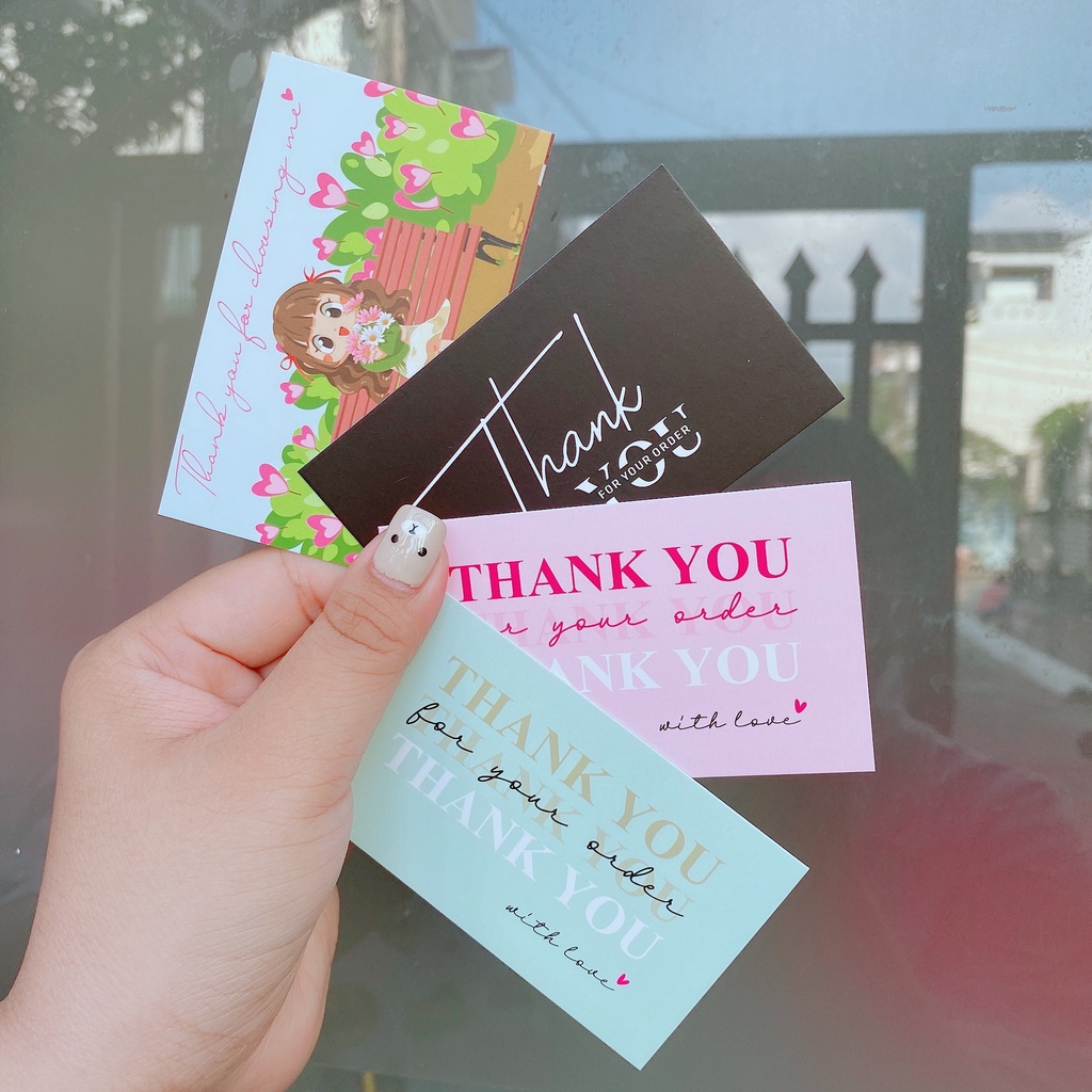 SET 100 Card/Thẻ Cảm ơn Thankyou màu đen sang trọng