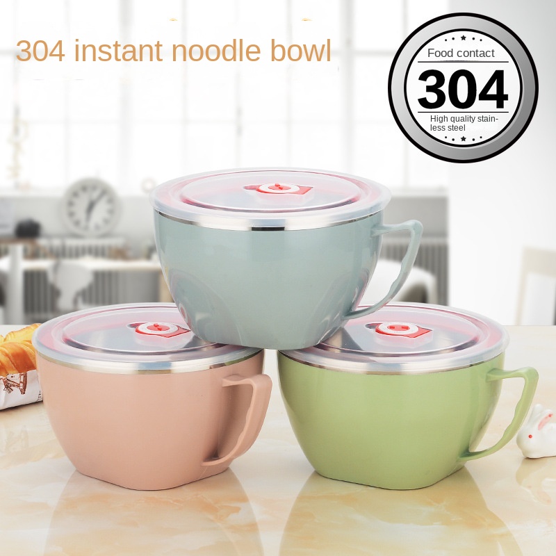 Bát ăn mì có nắp,Bát Ăn Mì Bằng Thép Không Gỉ 304 Hình Thỏ Hoạt Hình Đáng Yêu