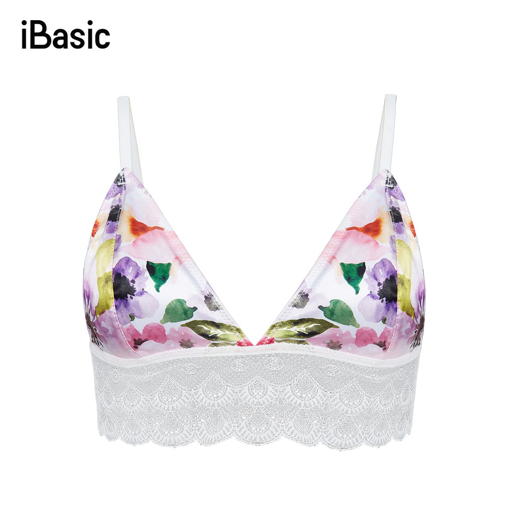 [Mã FAMALLT5 giảm 15% đơn 150k] Combo áo bralette satin và quần lót nữ ren iBasic BRAY044 + PANW103