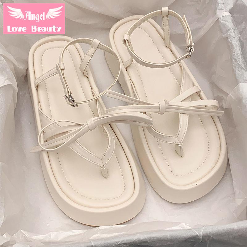 Angel~[hàng Có Sẵn] Sandal Cao Cấp Dày Màu Đen Phong Cách La Mã Thời Thượng Sành Điệu Mùa Hè 2022
