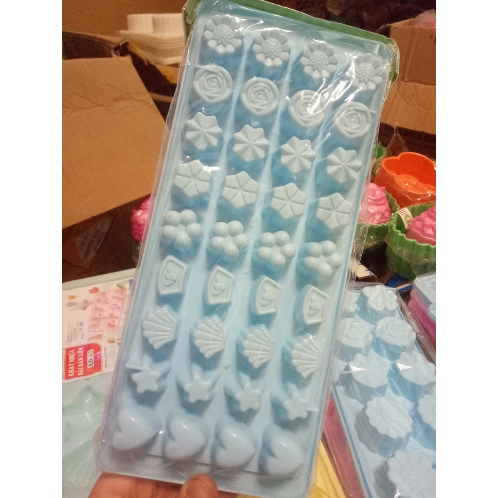 Combo 5 khay làm thạch rau câu 36 viên sao sò trái tim