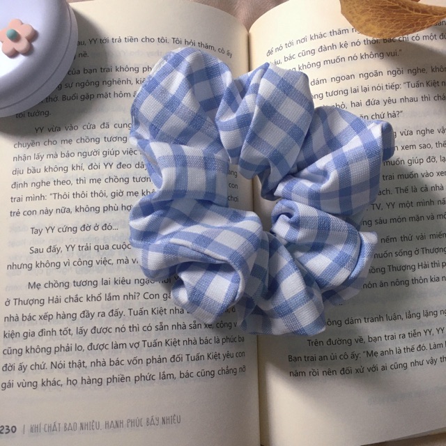 SCRUNCHIES CARO KẺ TO nhiều màu VINTAGE xinh xắn - Dây chun tóc + Vòng đeo tay siêu cute  - Quà tặng bạn gái ý nghĩa