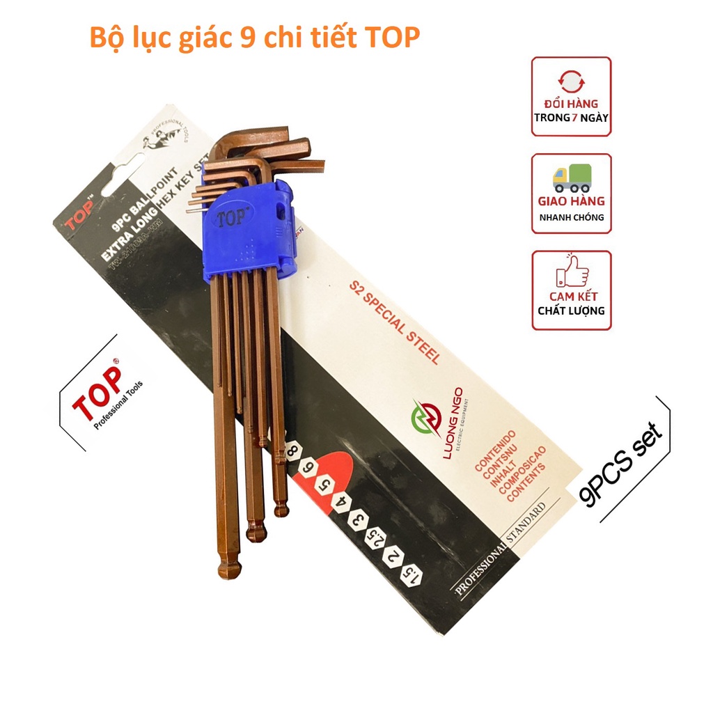 Bộ Lục Giác Bi KAPASI 9 Đầu Loại Dài - Lục Gíac Hoa thị (Chính Hãng)
