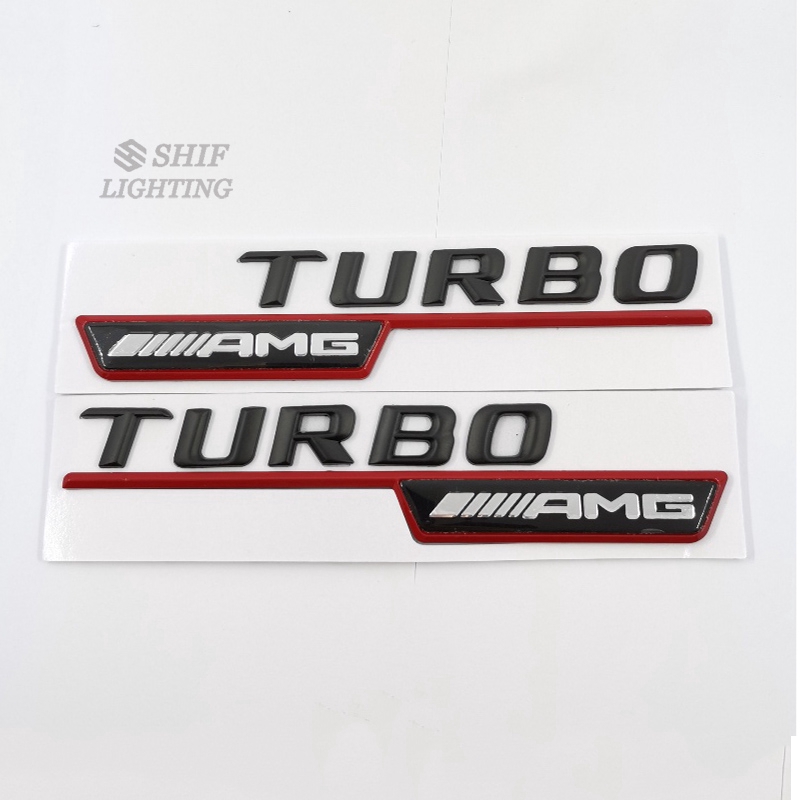 2 x Metal AMG TURBO Letter Logo Car Auto Decorative Emblem Badge Sticker Decal For Mercedes Benz AMG