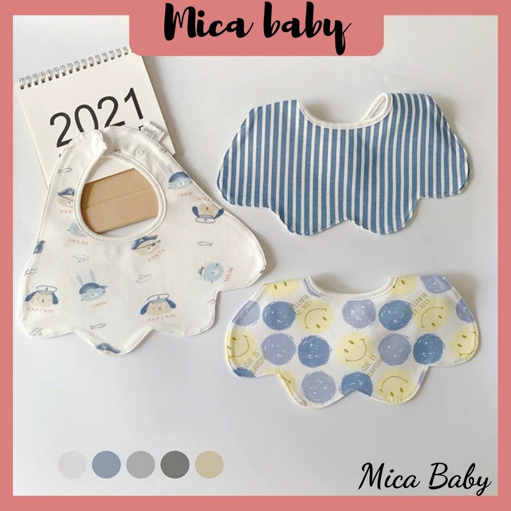 Set 3 yếm cổ cho bé ăn dặm hình dẻ quạt chất cotton Mica baby YC07
