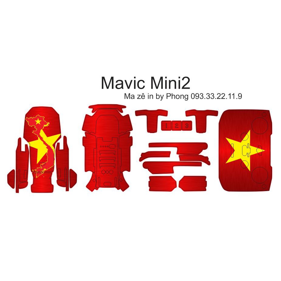 Skin Mavic Mini 2 Version Việt Nam Cờ Đỏ Sao Vàng – Full Body – Bảng Đặc Biệt