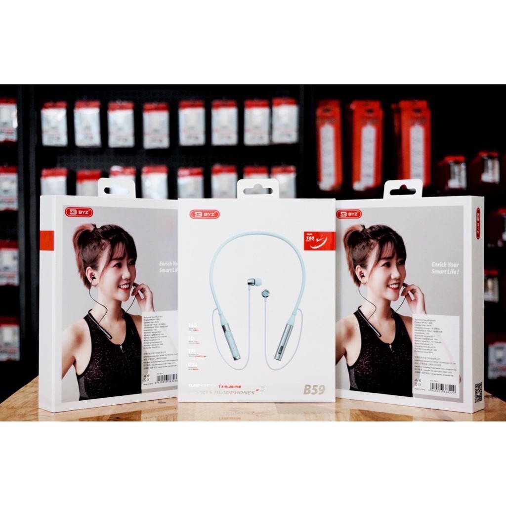 Tai Nghe Bluetooth Sport 💖 𝘍𝘳𝘦𝘦𝘴𝘩𝘪𝘱 💖 Tai Nghe Đeo Cổ BYZ B59-1 Chính Hãng  - SP5