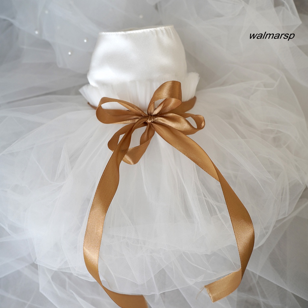 Đầm Công Chúa Phối Lưới Viền Lụa Màu Trắng Cỡ Nhỏ / Vừa / Nhỏ Thời Trang Xinh Xắn Cho Cún Cưng