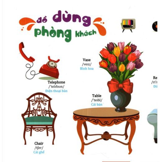 Sách - Từ Điển Tiếng Anh Bằng Hình - Chủ Đề Đồ Dùng và Từ điển tiếng Anh bằng hình  (Chủ Đề Hoa, rau, củ, quả)