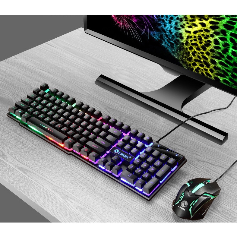 Bàn Phím Máy Tính Gaming Nút Vuông Chính Hãng Limei GTX300 Kèm Chuột Máy Tính Có Dây Chuyên Game Đèn LED Ấn Tượng
