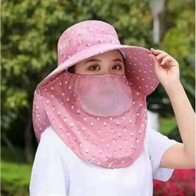Mũ ,nón chống nắng vàng rộng kèm khẩu Trang có lỗ thông khí