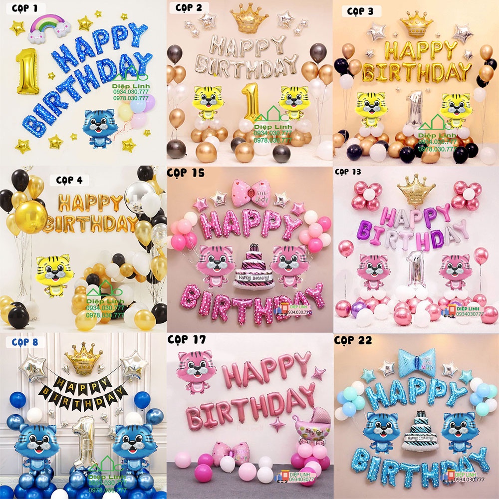 Set Bóng Trang Trí Sinh Nhật Bé Mẫu Hổ Cọp - Set Bóng Trang Trí Đầy Tháng Full Month Tuổi Dần Đơn Giản Đẹp