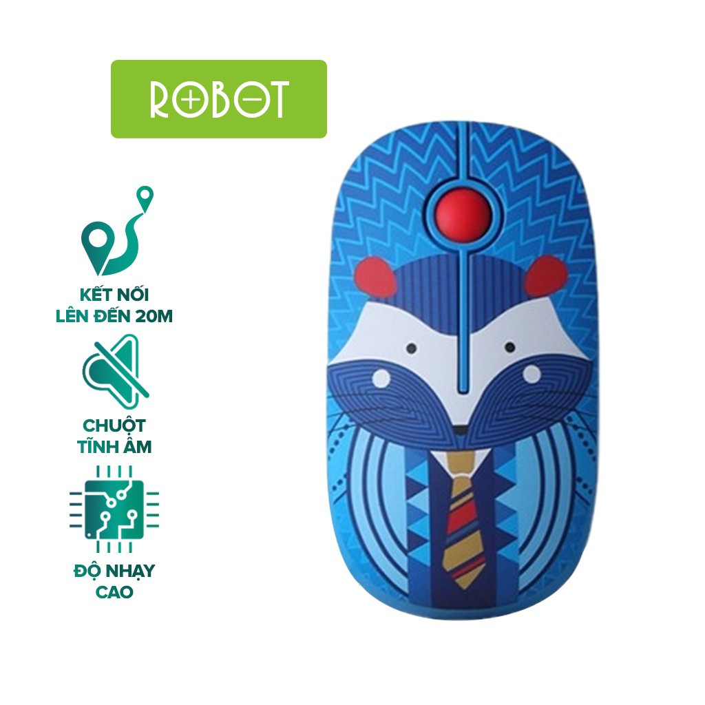 Chuột Không Dây Tĩnh Âm 2.4Ghz ROBOT M330 Khoảng Cách Tín Hiệu 20m - TẶNG KÈM PIN
