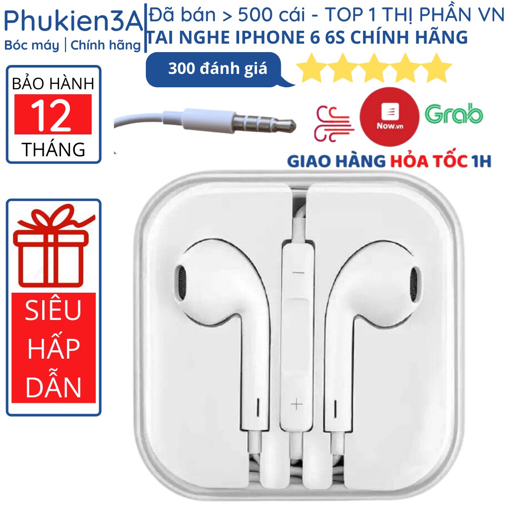 Tai nghe iphone 6 6s plus chính hãng chân tròn 3.5mm tương thích với các dòng iphone 5 5s 6 6s 6 plus 6s plus