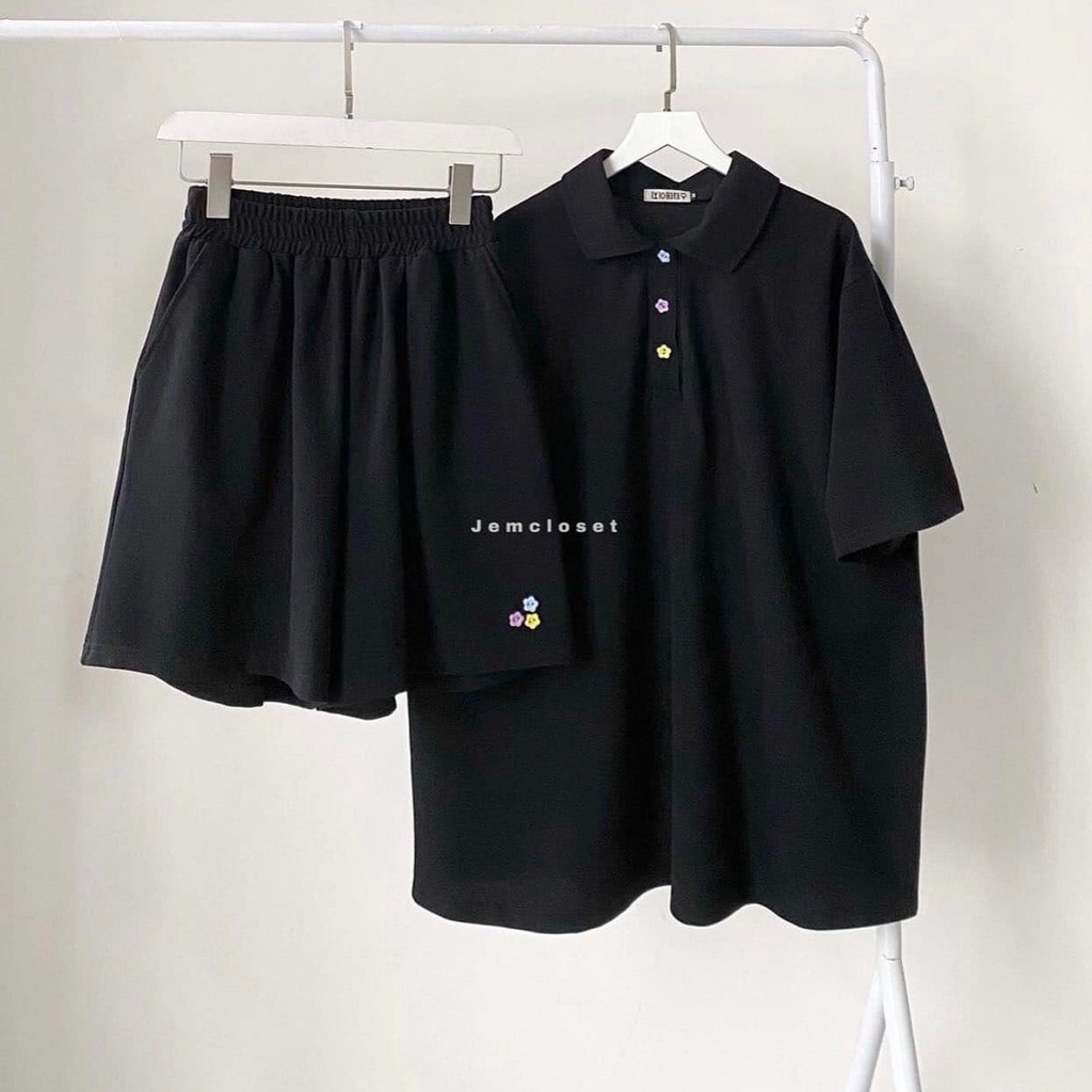 Set Đồ Nữ Đi Chơi JEM CLOSET Chất Vải Cá Sấu Set Bộ Nữ Quần Short Ống Rộng NOAL Phong Cách Hàn Quốc Style Nhẹ Nhàng 8128