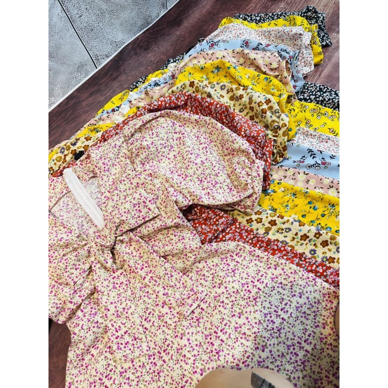 Váy hoa thắt nơ tay phồng có video sản phẩm | BigBuy360 - bigbuy360.vn