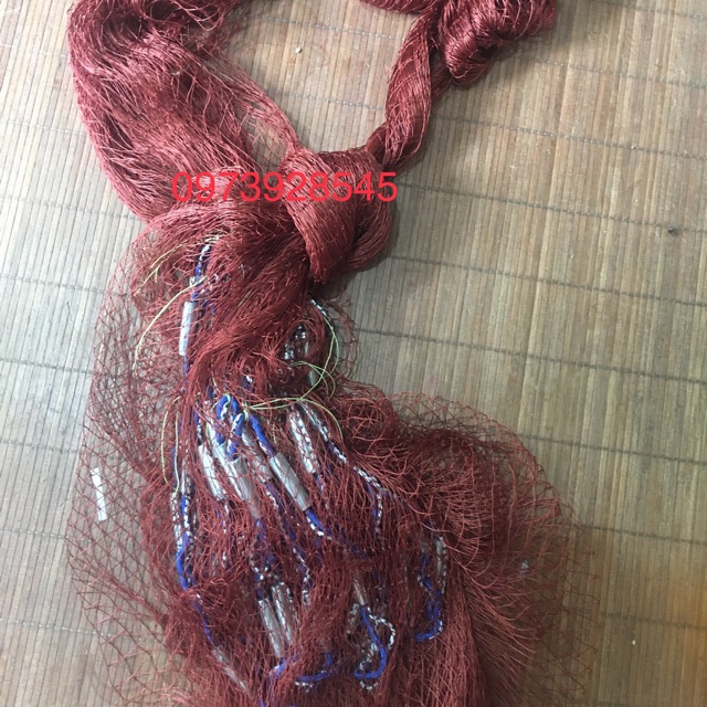 Chài dù đỏ chân chì đúc mắt 3,5cm- chài đánh cá