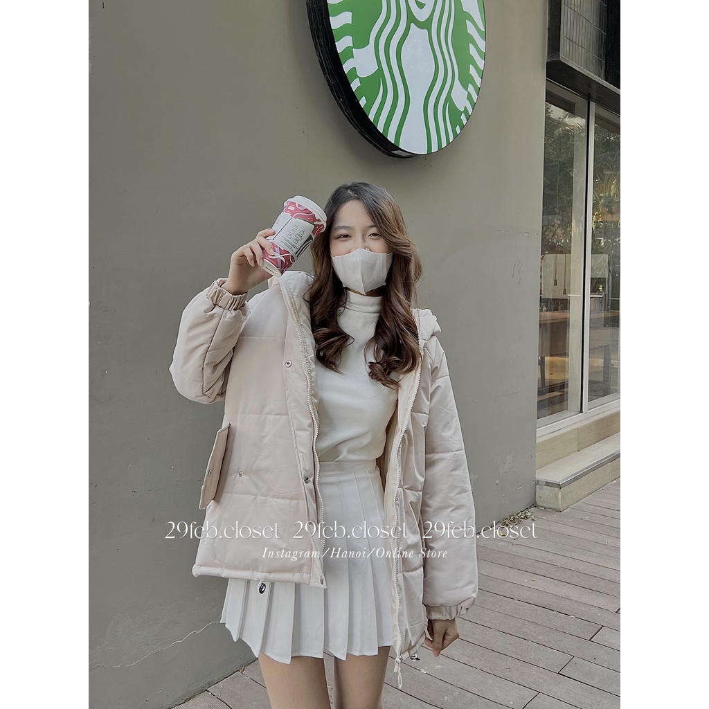 [Ảnh thật/Video] Áo khoác phao béo có mũ chất trượt lì - A2 - 29feb.closet | BigBuy360 - bigbuy360.vn