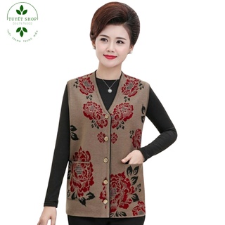 Áo gile len cho người già thời trang trung niên cho mẹ và bà cao cấp sang trọng - hàng nhập khẩu