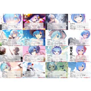 Nhãn vở anime RE:ZERO 1 bảng 16 nhãn vở combo 3 bảng giá 35k