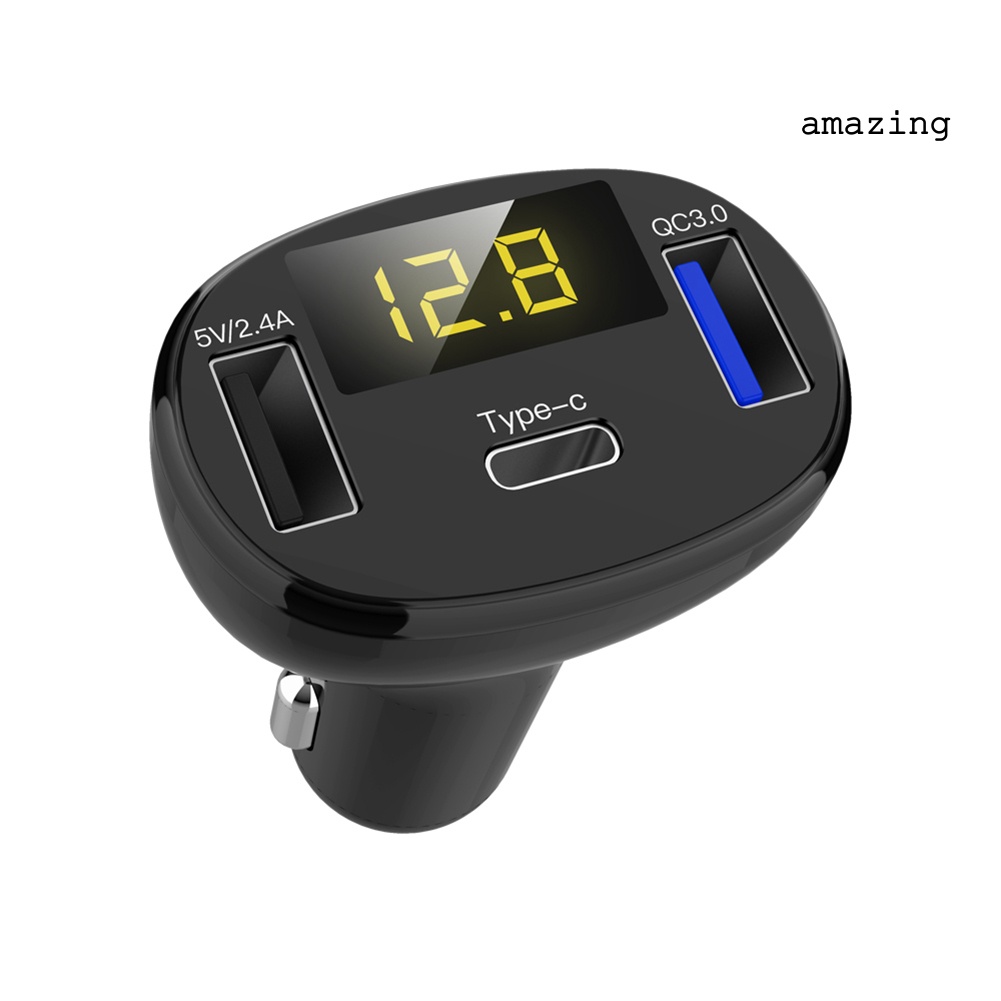 Tẩu Sạc Điện Thoại Amaz C02 3 Cổng Usb Qc 3.0 Type-C Cho Xe Hơi