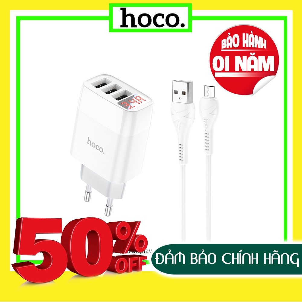 Bộ Củ Cáp Sạc Nhanh 3,4A 3 Cổng USB Hoco C93A - BẢO HÀNH CHÍNH HÃNG
