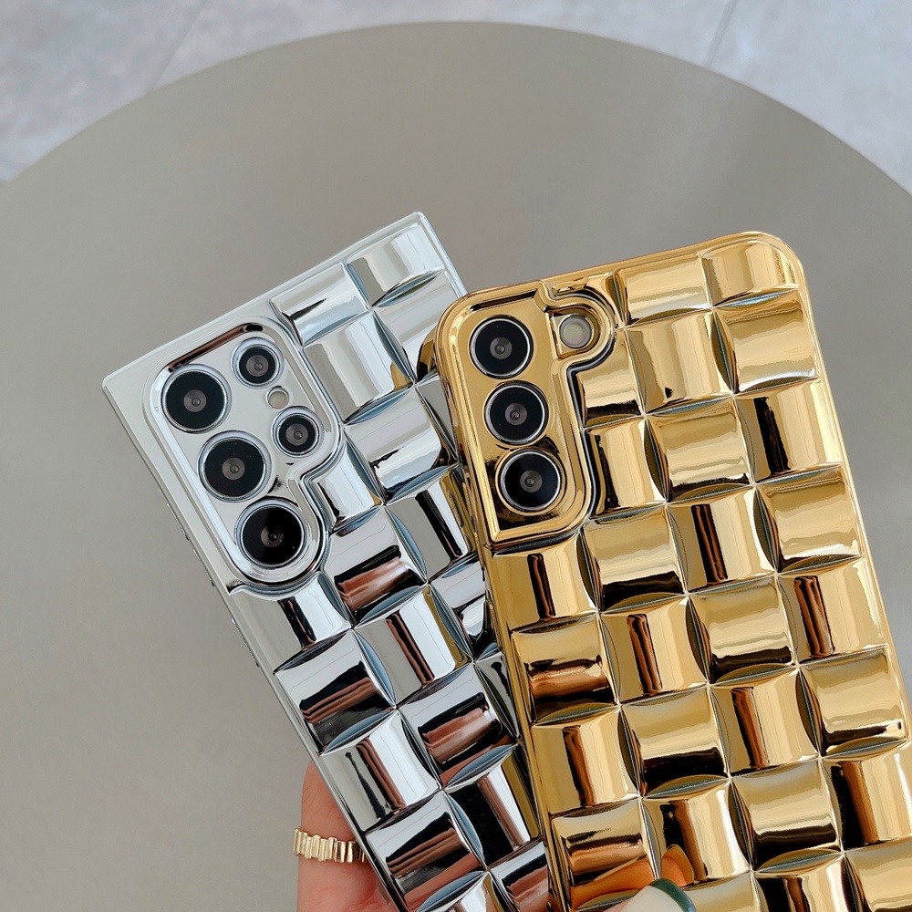 Ốp Điện Thoại TPU Mềm Họa Tiết Dệt Kim 3D Sang Trọng Cho Samsung Galaxy S22 Ultra S21 Plus S21 Ultra