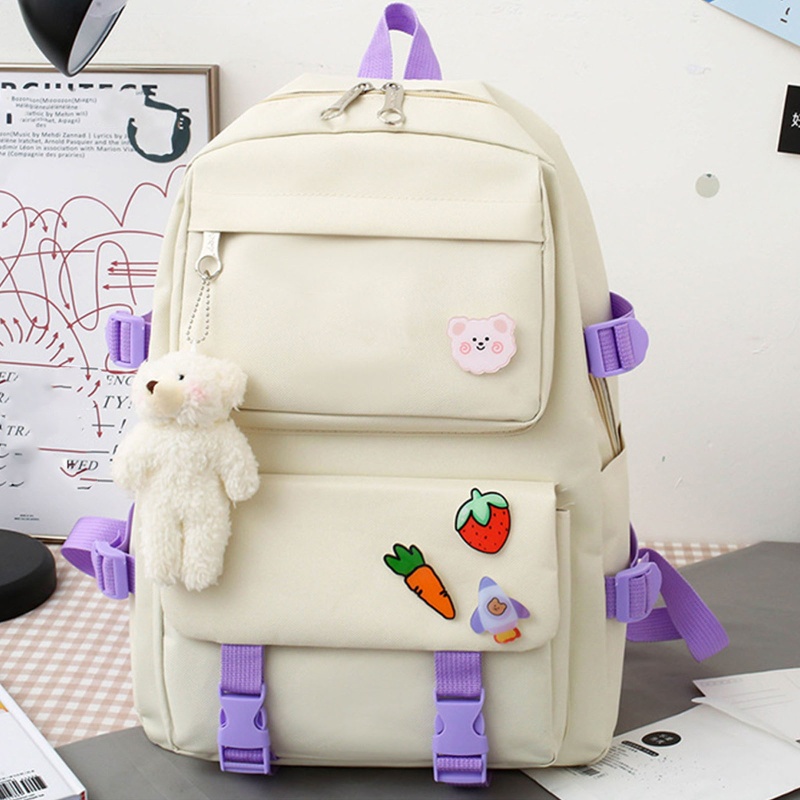 Set 5 Món Gồm Ba Lô + Túi Đeo Vai + Ví Sức Chứa Lớn Cho Tuổi Teen / Nữ