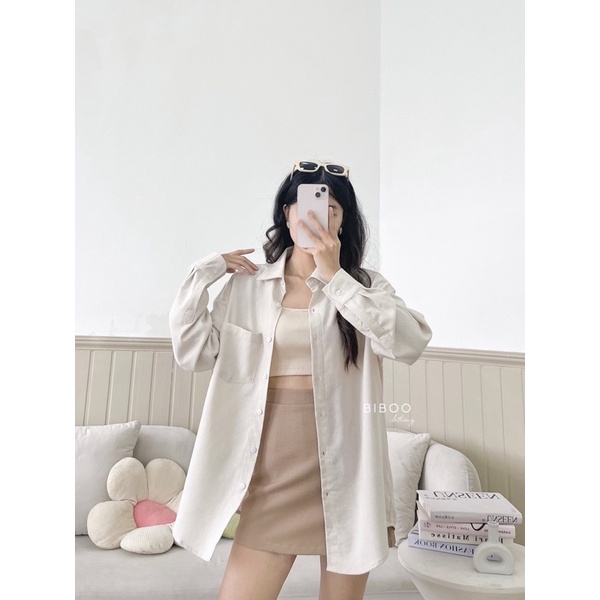 BIBOO - Áo sơmi tay dài có túi chất liệu linen dày dặn, thấm hút mồ hôi LINEN SHIRT