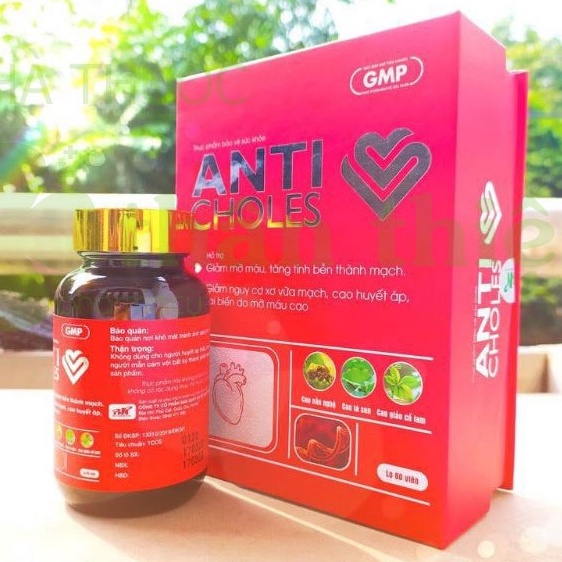 Anti Choles, hỗ trợ giảm mỡ máu, giảm nguy cơ xơ vữa mạch máu (Hộp 60 viên)