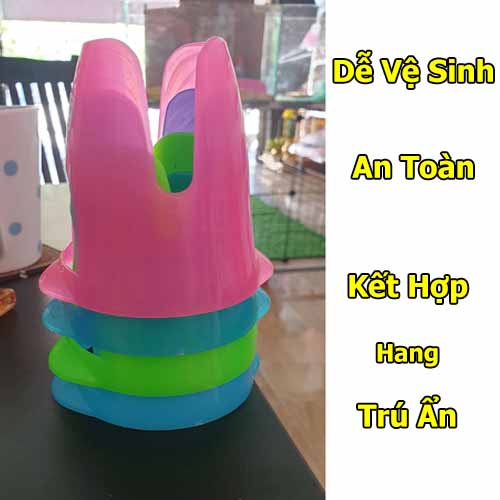 1 Đế Bình Nước Kết Hợp Hang Trốn Cho Hamster Nhiều Màu