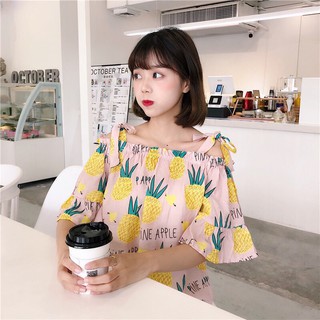Áo hoa kiểu vai thắt nơ