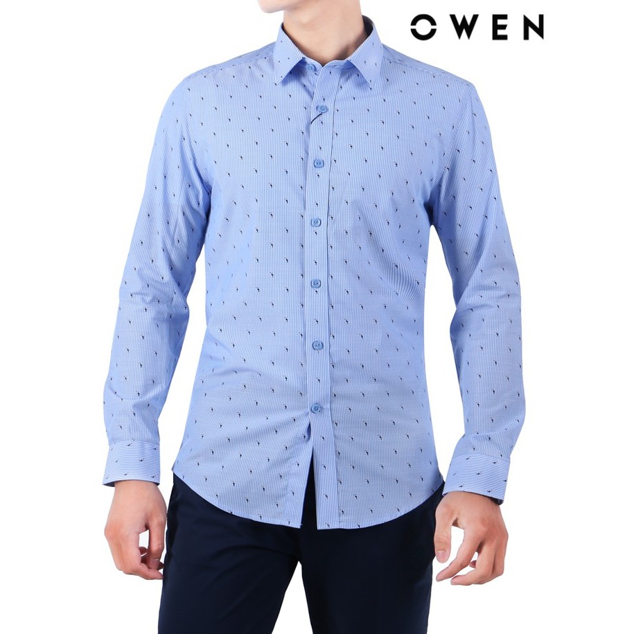 Áo Sơ mi dài tay OWEN Bamboo Slimfit màu xanh - AS22662D