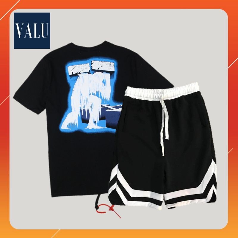 COMBO (Quần short 2v + Áo thun 3D tay lỡ form rộng unisex) - Quần short thun nam nữ tập gym thể thao 2019 | Valu Store