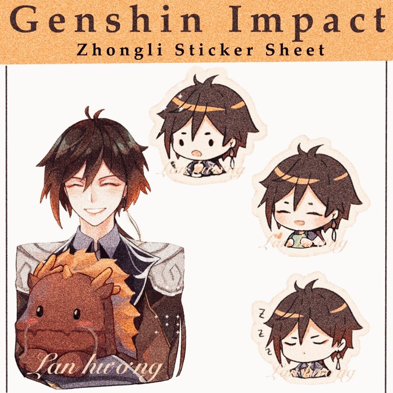 Set sticker nhãn dán Zhongli