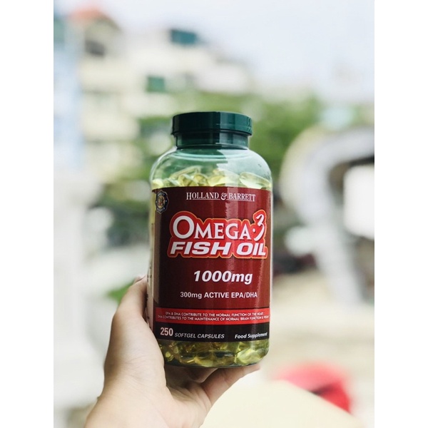 DATE 2025 Dầu cá Omega 3 Dầu cá số 1 UK Holland & Barrett Omega-3 Fish Oil Đẹp Da, Sáng Mắt, Tốt Cho Tim Mạch 250 Viên