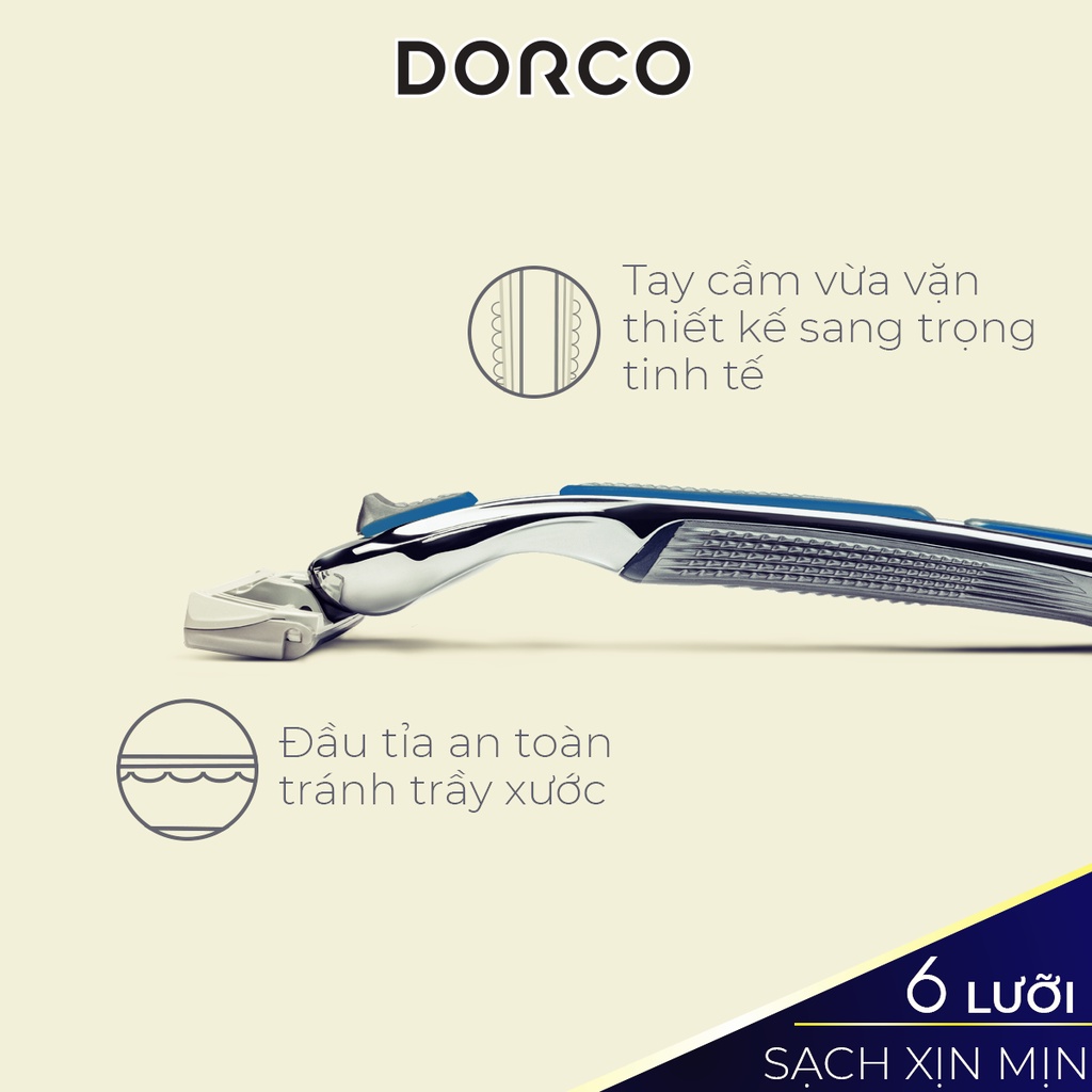 Combo Dao Cạo Râu 6 Lưỡi Dorco Pace 6 Plus Và Hộp 04 Đầu Cạo Râu 6 Lưỡi Pace 6