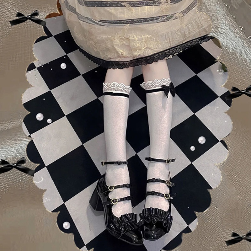 Vớ Dài Đến Đầu Gối Chất Liệu Cotton Co Giãn Phong Cách Lolita Dễ Thương Dành Cho Nữ