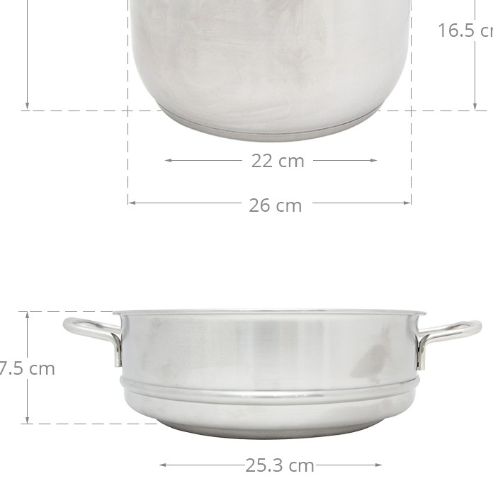 Xửng hấp Inox 2 quai 24cm Fivestar/Youcook - Sản xuất tại Việt Nam