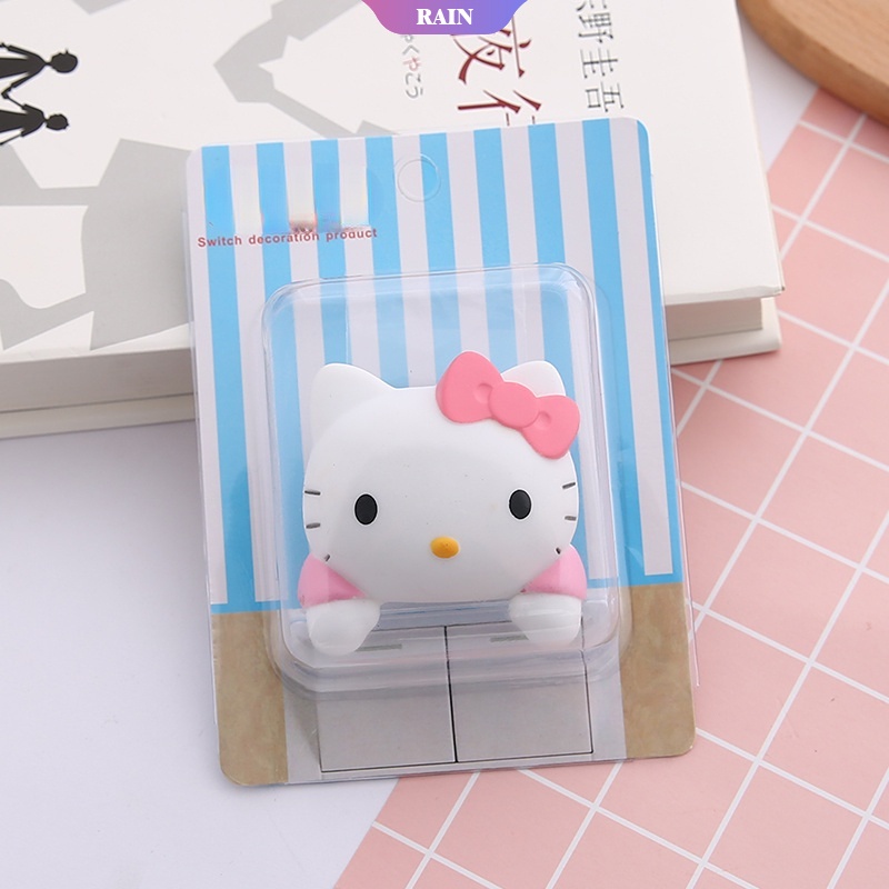 SANRIO Miếng Dán Công Tắc Silica Gel Hình Hello Kitty 3D Dễ Thương Trang Trí Nhà Cửa/Phòng Khách/Nhà Bếp